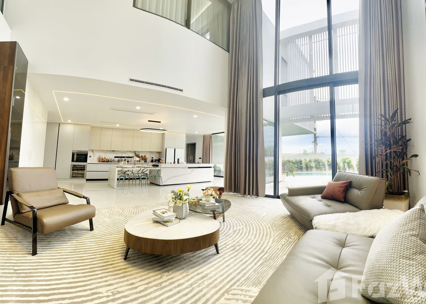 Larimar Villa — double-height living room